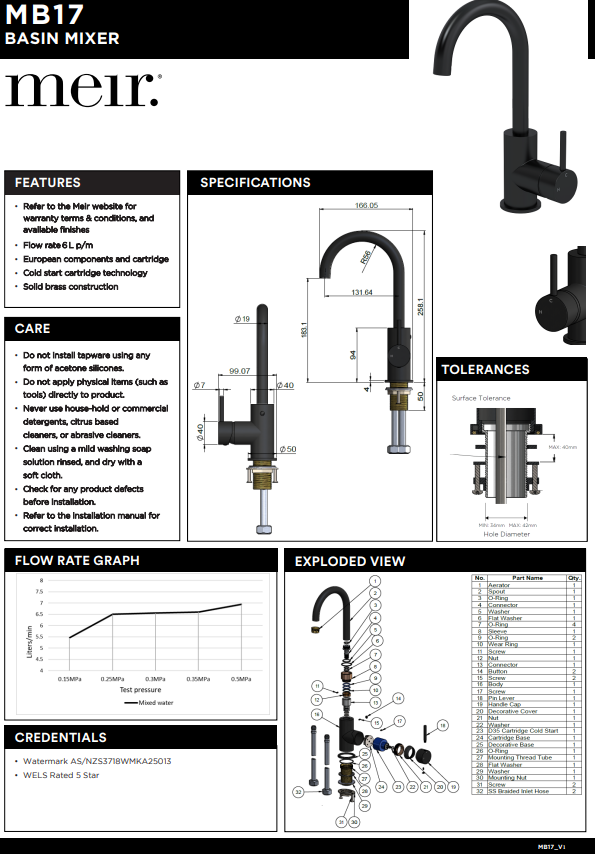 Meir Round Gooseneck Basin Mixer with Cold Start - Various Colour Finishes