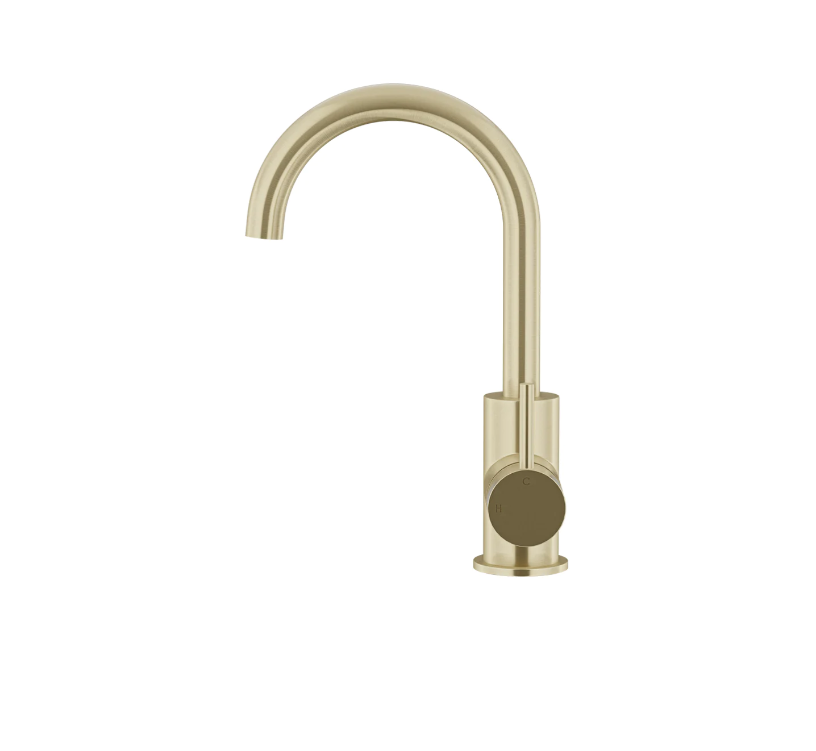 Meir Round Gooseneck Basin Mixer with Cold Start - Various Colour Finishes