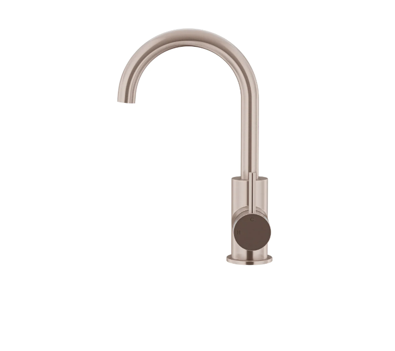 Meir Round Gooseneck Basin Mixer with Cold Start - Various Colour Finishes