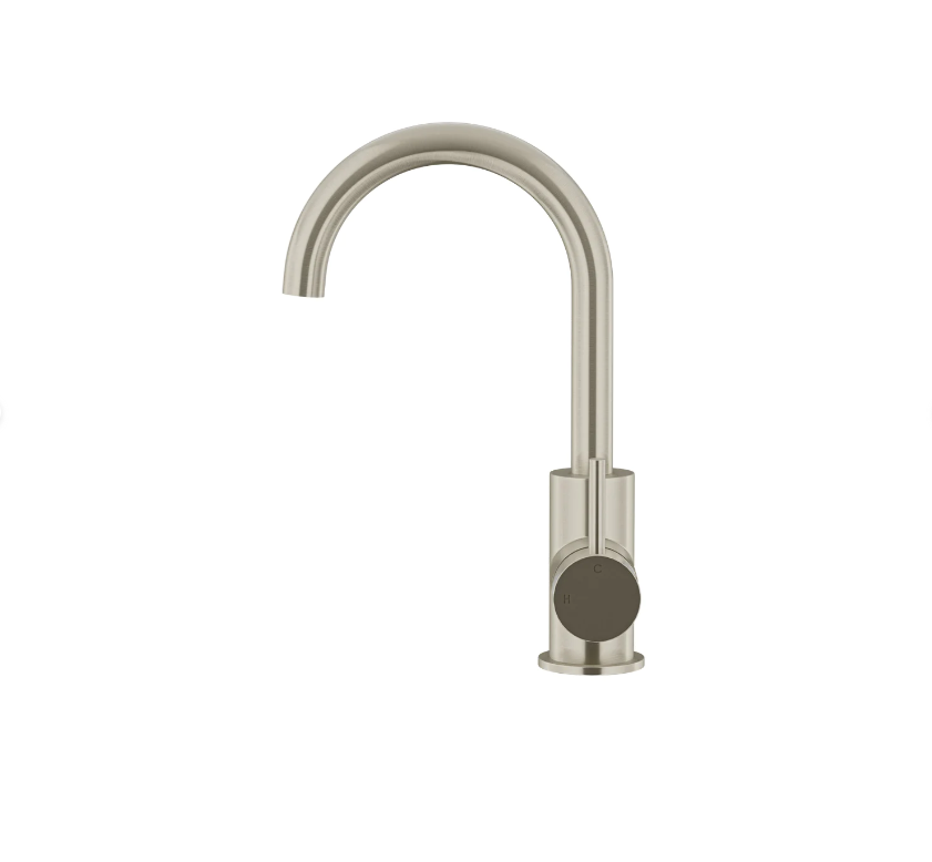 Meir Round Gooseneck Basin Mixer with Cold Start - Various Colour Finishes