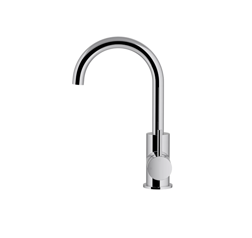 Meir Round Gooseneck Basin Mixer with Cold Start - Various Colour Finishes