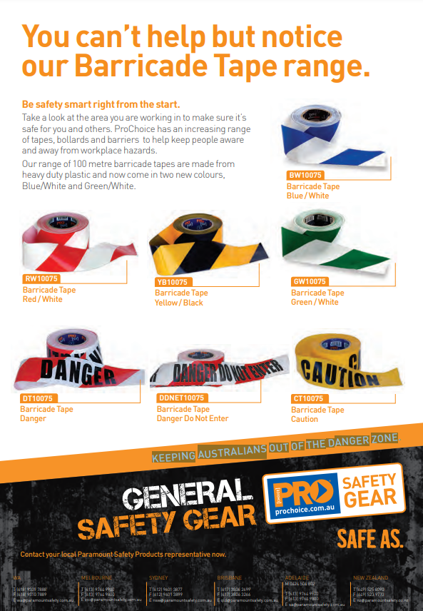 Pro Choice Barricade Tape 100m x 75mm - Various Colours