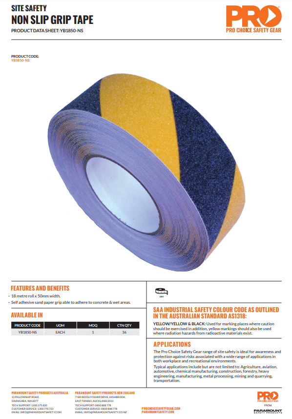 Pro Choice Self Adhesive Hazard Tape - Various Colour Options