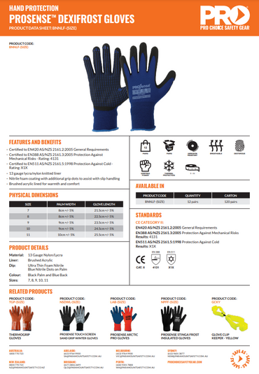 Pro Choice Prosense Dexifrost Gloves - 12 Pairs in 5 Size Options