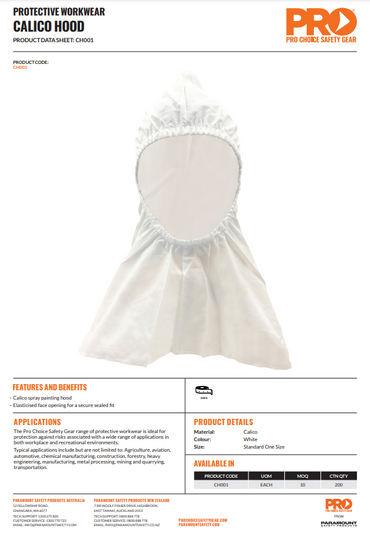 Pro Choice Calico Hood White - Pack of 10