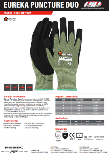Eureka Puncture Duo Cut 5 F Gloves - 1 pair 5 Size Options