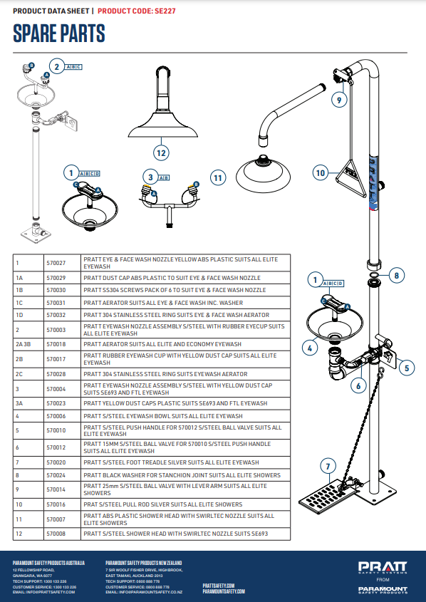 Pratt Emergency Shower Unit Free Standing or Wall Mounted