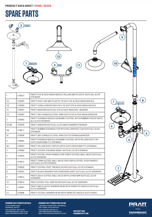 Pratt Emergency Shower Unit Free Standing or Wall Mounted