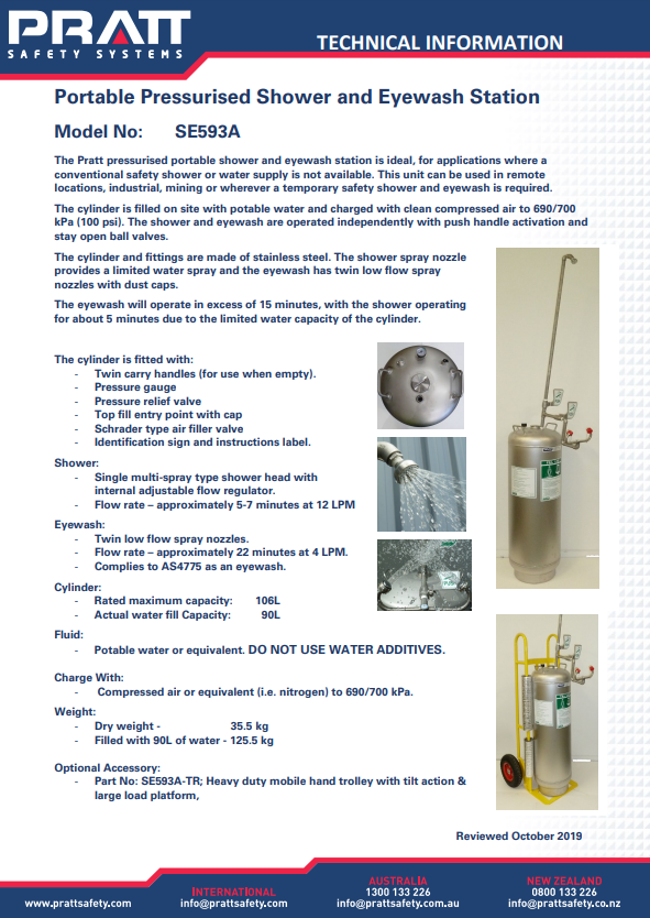 Pratt Portable Eye Wash Units and Accessories