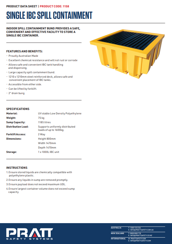 Pratt IBC Spill Containment - Single or Double