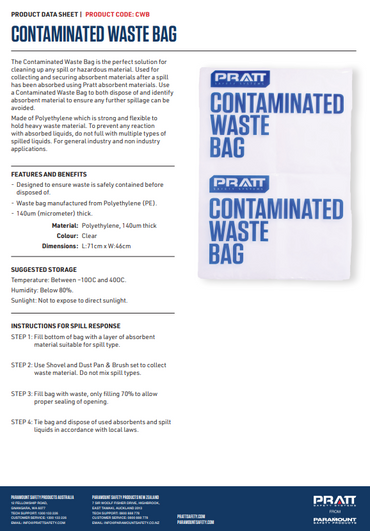 Pratt Contaminated Waste Bag - Pack Of 10