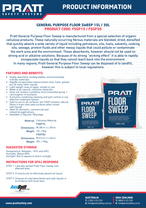 Pratt Floor Sweep Spill Containment - General Purpose and Zeolite