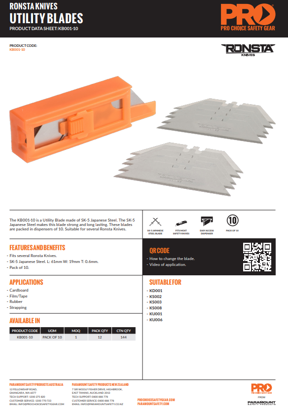 Ronsta Utility Knives Replacement Blades