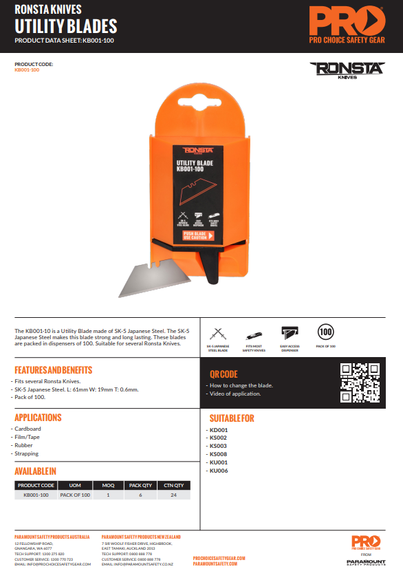 Ronsta Utility Knives Replacement Blades