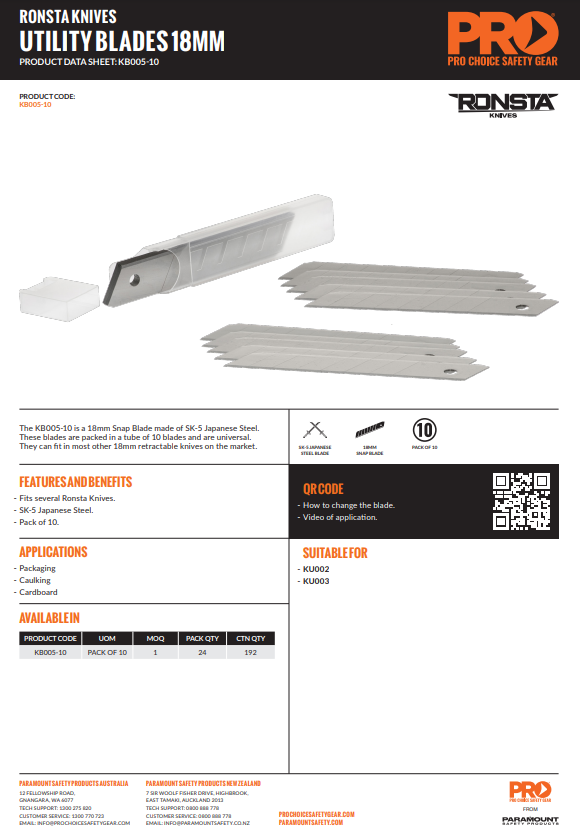 Ronsta Utility Knives Replacement Blades