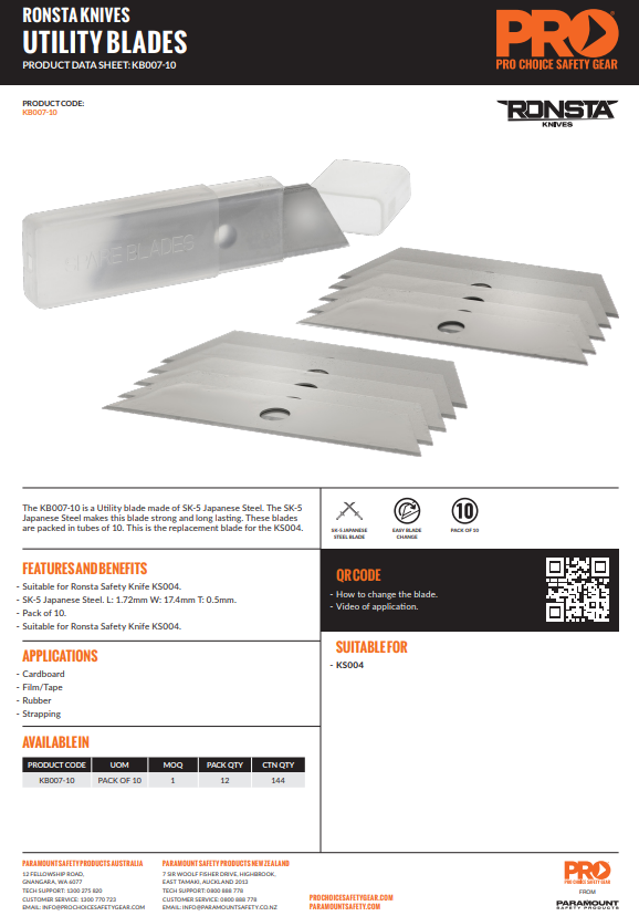 Ronsta Utility Knives Replacement Blades