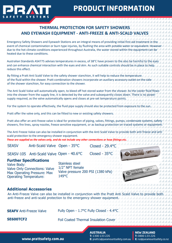 Pratt Emergency Showers and Eye Wash - Accessories