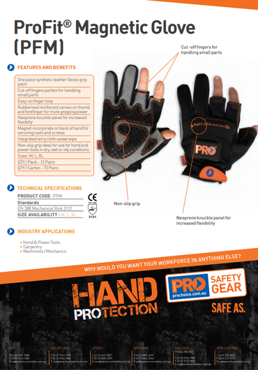 Pro Choice Profit Magnetic Glove - 1 Pair Size Small