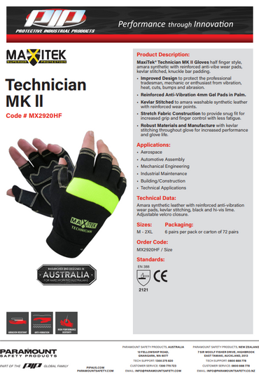 MaxiTek Technician MK II Gloves Size Medium - 1 or 12 Pairs