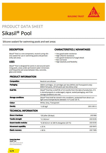 SikaSil Pool 300ml Cartridge or 600ml sausage