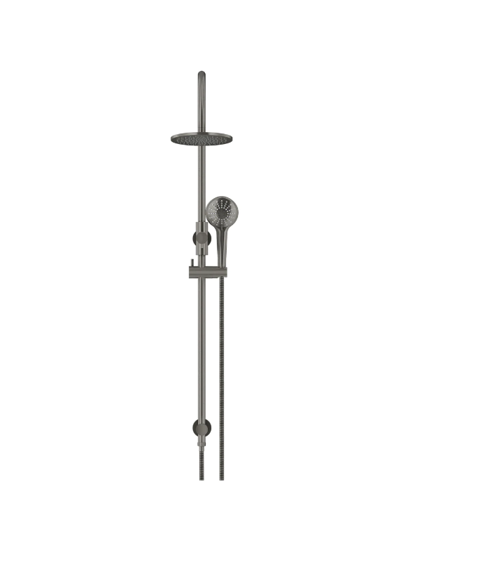 Meir Round GooseNeck Shower Set 200mm Rose + 3 Function Hand Shower