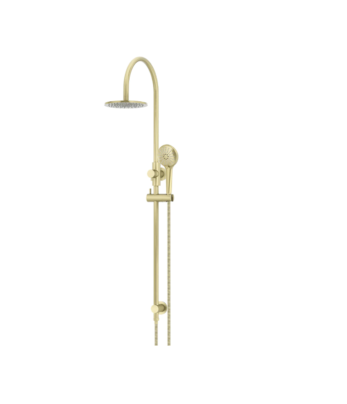 Meir Round GooseNeck Shower Set 200mm Rose + 3 Function Hand Shower