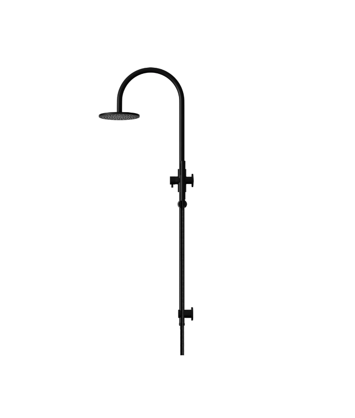 Meir Round Gooseneck Shower Set 200mm Rose + Single Function Hand Shower - Various Colour Finishes