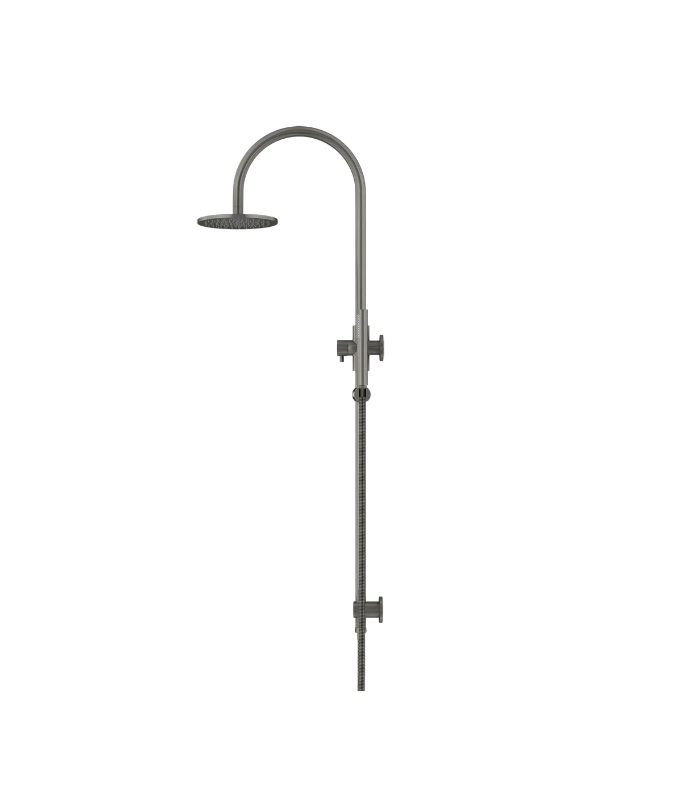 Meir Round Gooseneck Shower Set 200mm Rose + Single Function Hand Shower - Various Colour Finishes