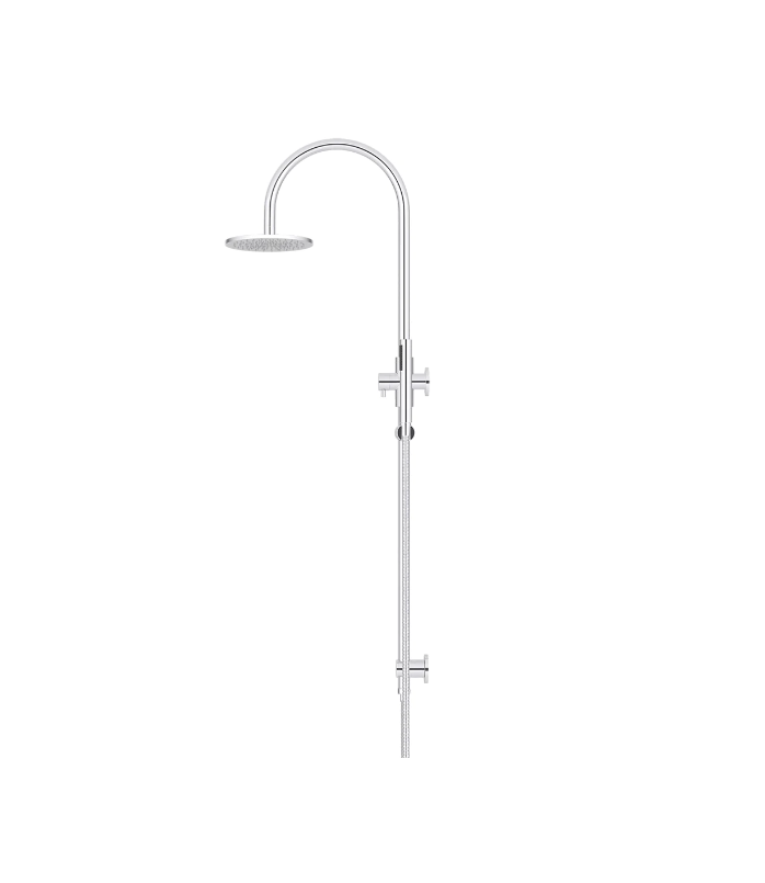 Meir Round Gooseneck Shower Set 200mm Rose + Single Function Hand Shower - Various Colour Finishes