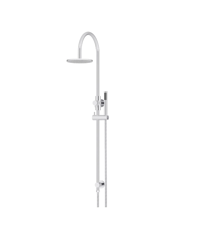 Meir Round Gooseneck Shower Set 200mm Rose + Single Function Hand Shower - Various Colour Finishes