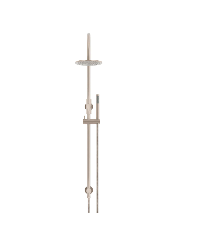 Meir Round Gooseneck Shower Set 200mm Rose + Single Function Hand Shower - Various Colour Finishes