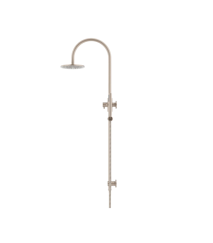 Meir Round Gooseneck Shower Set 200mm Rose + Single Function Hand Shower - Various Colour Finishes