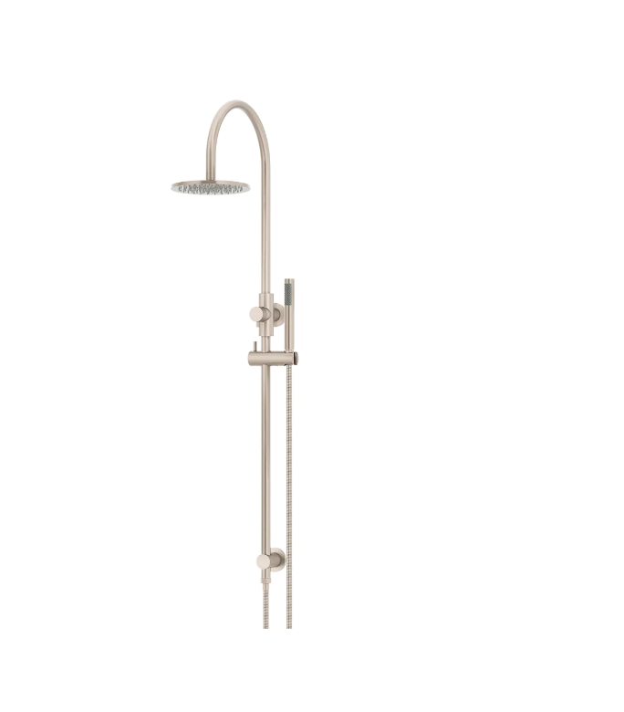 Meir Round Gooseneck Shower Set 200mm Rose + Single Function Hand Shower - Various Colour Finishes
