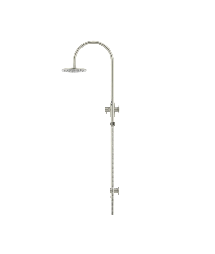 Meir Round Gooseneck Shower Set 200mm Rose + Single Function Hand Shower - Various Colour Finishes