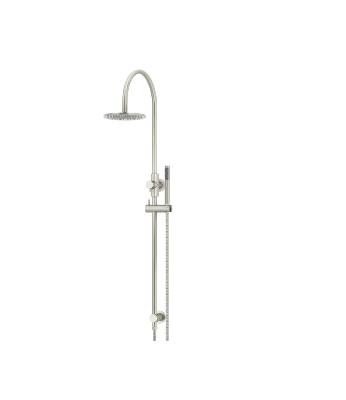 Meir Round Gooseneck Shower Set 200mm Rose + Single Function Hand Shower - Various Colour Finishes