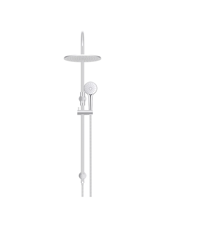 Meir Round GooseNeck Shower Set 300mm Rose + 3 Function Hand Shower
