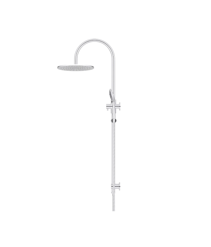 Meir Round GooseNeck Shower Set 300mm Rose + 3 Function Hand Shower