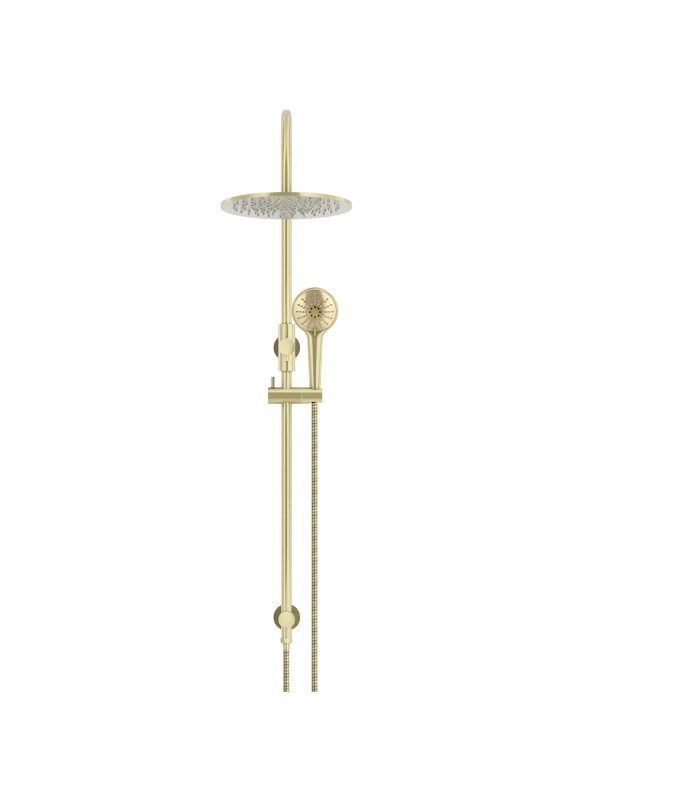 Meir Round GooseNeck Shower Set 300mm Rose + 3 Function Hand Shower