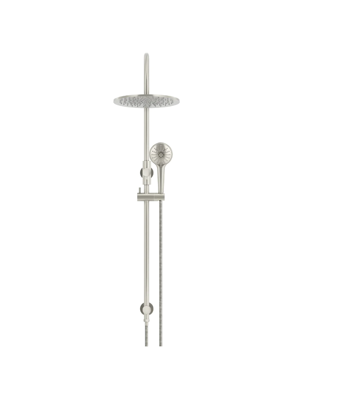 Meir Round GooseNeck Shower Set 300mm Rose + 3 Function Hand Shower