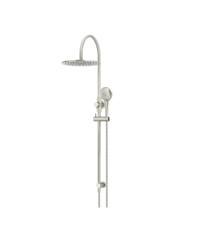 Meir Round GooseNeck Shower Set 300mm Rose + 3 Function Hand Shower