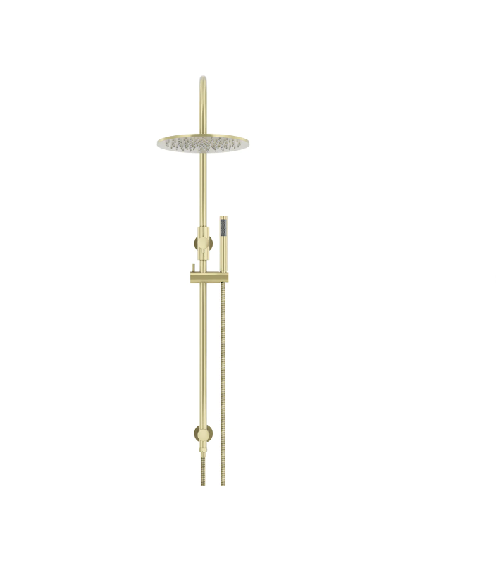 Meir Round GooseNeck Shower Set 300mm Rose + Single Function Hand Shower
