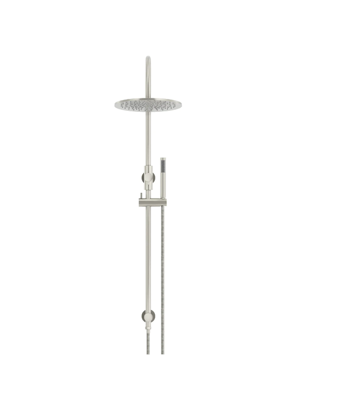 Meir Round GooseNeck Shower Set 300mm Rose + Single Function Hand Shower
