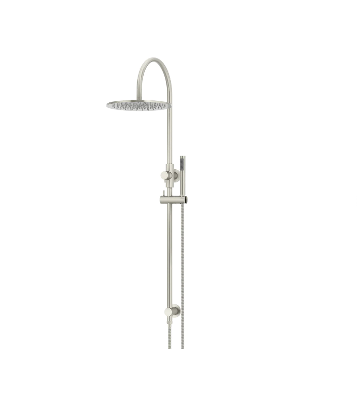 Meir Round GooseNeck Shower Set 300mm Rose + Single Function Hand Shower