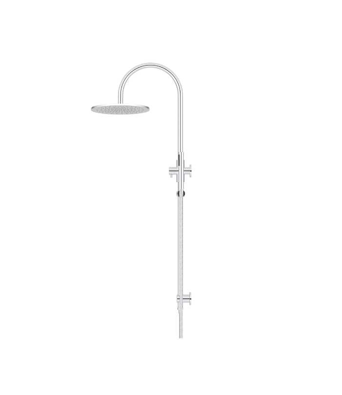 Meir Round GooseNeck Shower Set 300mm Rose + Single Function Hand Shower