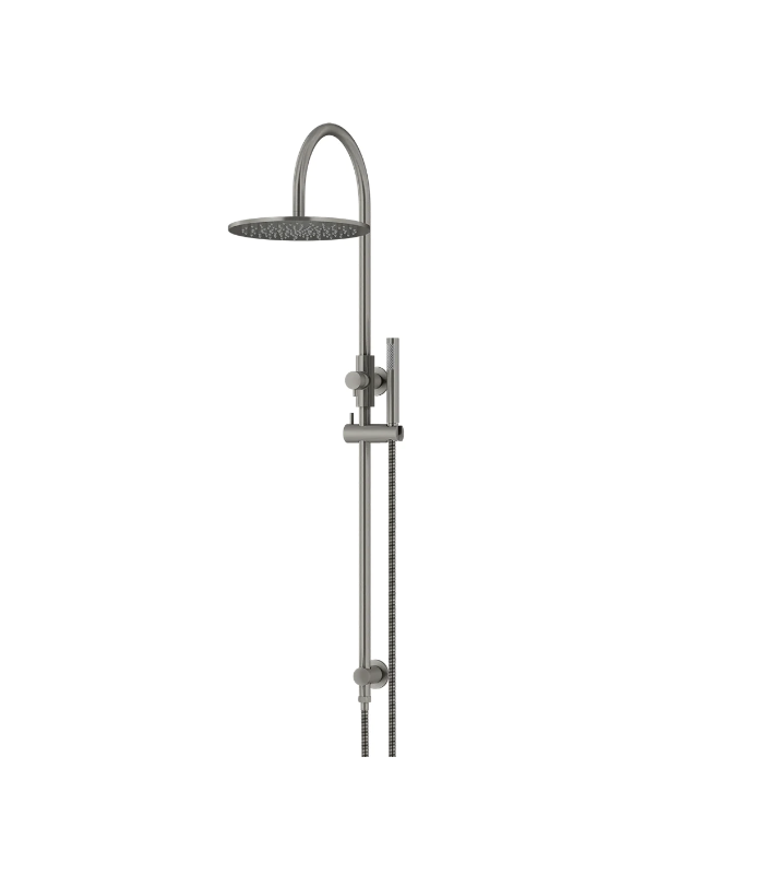 Meir Round GooseNeck Shower Set 300mm Rose + Single Function Hand Shower