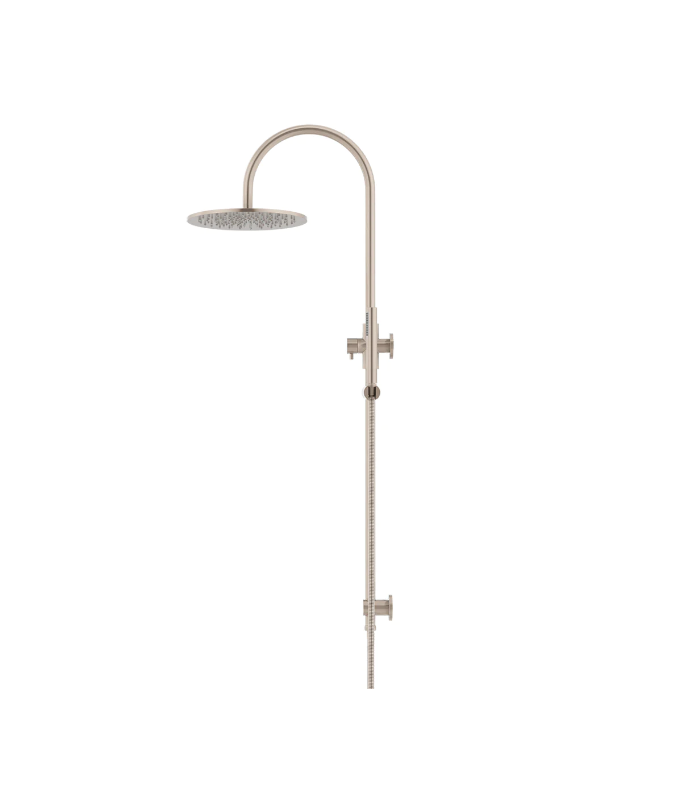 Meir Round GooseNeck Shower Set 300mm Rose + Single Function Hand Shower