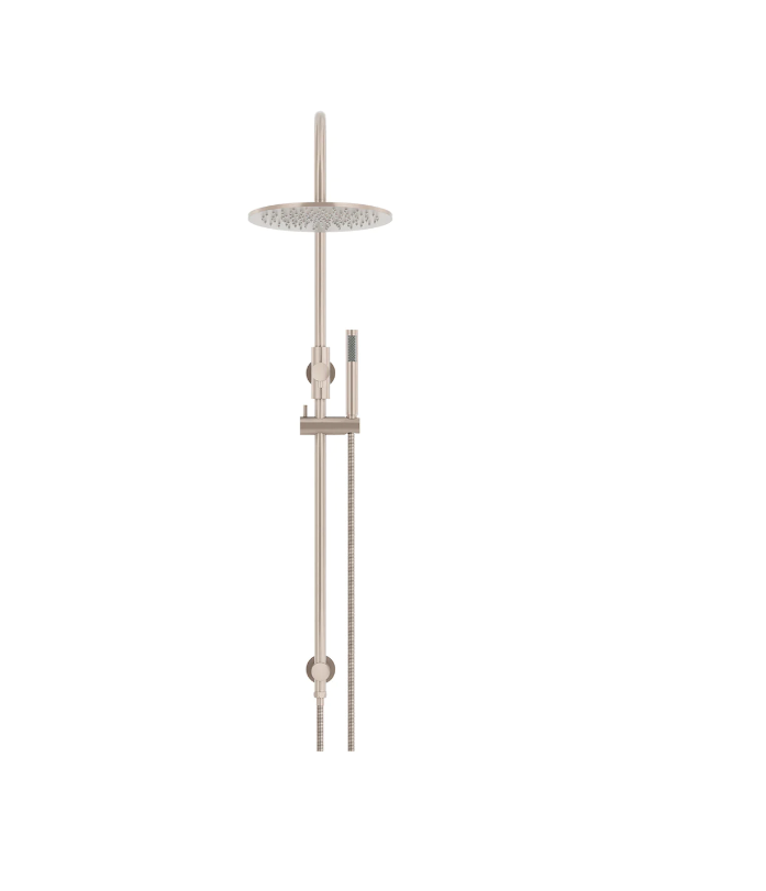 Meir Round GooseNeck Shower Set 300mm Rose + Single Function Hand Shower