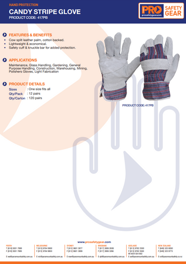 Pro Choice Leather Work Gloves One Size Fits All