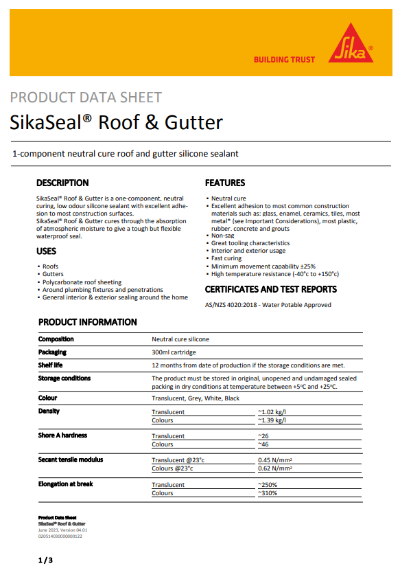 SikaSeal Roof & Gutter Sealant 300ml - Box of 12