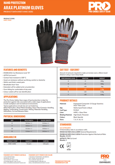 Pro Choice Arax Nitrile Dip With Extended Cuff 30cm - 3 Size Options